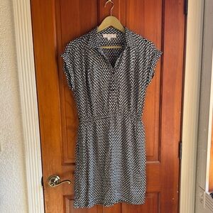 LOFT Black and White Patterned Mini Dress